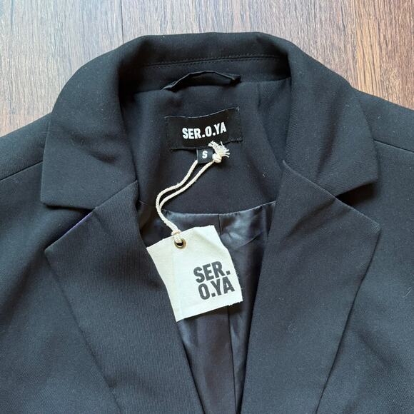 SER.O.YA Seroya 'Raven' Oversized Black Blazer Coat Jacket Size S - Picture 6 of 12